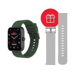 Смарт-годинник 2E Alpha SQ Music Edition 46mm Black Green + ремінець сірий