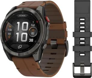 Смарт-годинник Garmin Fenix 8 Pro 51 mm AMOLED Carbon Gray DLC Titanium with Chestnut Leather Band (010-03199-40)
