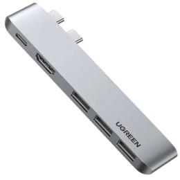 USB-хаб Ugreen CM251 Dual USB-C To HDMI + 3 * USB 3.0 A + Type C Female Converter