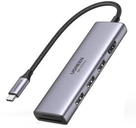 USB-хаб Ugreen CM511 USB-C to HDMI + 2xUSB 3.2 + 2xUSB-C 3.2 + PD Power Converter Gray (35999)