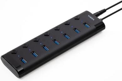 USB-хаб Vinga USB3.0 to 7 * USB3.0 1m cable with Switch and Power Adapter (VHA3A7B)