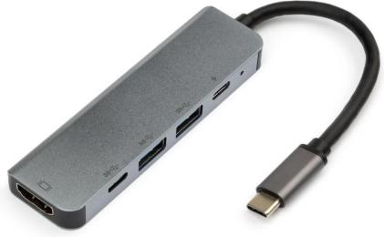 USB-хаб Vinga Type-C to 4K HDMI + 2 * USB3.0 + PD + USB-C 3.1 Gen1 aluminum (VCPHTC5AL)