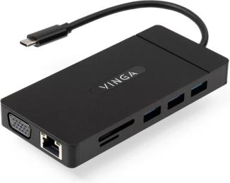 USB-хаб Vinga USB-C 3.1 to VGA + HDMI + RJ45 + 3xUSB3.0 + USB2.0 + SD/TF + PD100W + Audio (VHYC10)