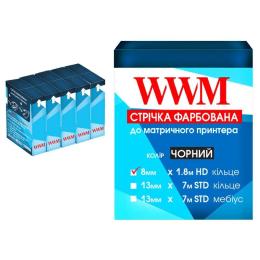 Етикет-стрічка WWM 8 mm*1.8 m Refill HD Black кільце Pack 5 (R8.1.8H5)