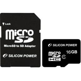 Карта памяті Silicon Power microSD 16Gb Class 10 (SP016GBSTH010V10-SP) + адаптер