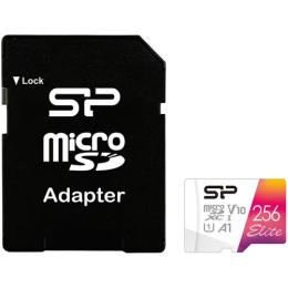 Карта памяті Silicon Power microSD 256Gb UHS-I V10 A1 Class 10 Elite Color (SP256GBSTXBV1V20SP) + SD адаптер