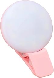 Міні-кільце для селфі Q портативний спалах, світлодіодний USB-кліп Pink