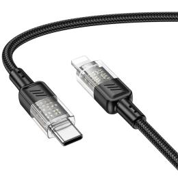 Дата-кабель Hoco U129 Spirit Transparent USB Type-C (тато)  -  Lightning (тато), 1.2m Black 27W