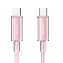 Дата-кабель USAMS US-SJ660 USB Type-C (тато)  -  USB Type-C (тато), 1.2m Pink PD100W Cloud Series