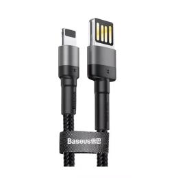 Дата-кабель Baseus Cafule USB (тато)  -  Lightning (тато) 2.4A, 1м Black (6953156283343)