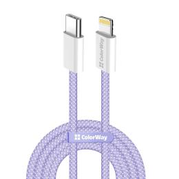 Дата-кабель ColorWay CW-CBPDCL061-PU Lightning (тато) - USB Type-C (тато), 1 м Purple