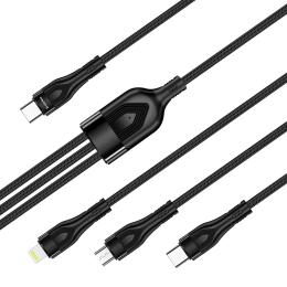 Дата-кабель ColorWay CW-CBPDU3060-BK Lightning (тато)  -  micro USB (тато)  -  USB Type-C (тато), 1.2 м Black 3.0 A