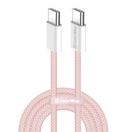 Дата-кабель ColorWay CW-CBPDCC061-P USB Type-C (тато)  -  USB Type-C (тато), 1 м Pink 3.0 A