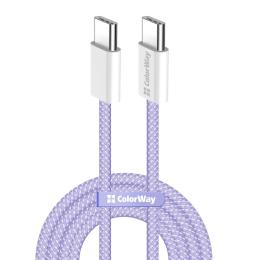 Дата-кабель ColorWay CW-CBPDCC061-PU USB Type-C (тато) - USB Type-C (тато), 1 м Purple 3.0 А
