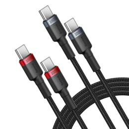 Дата-кабель Baseus Cafule Charging Cable USB-C (тато) - USB-C (тато) 100W, 1м Gray Red 2pcs