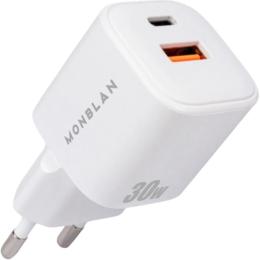 Адаптер живлення для телефона Monblan USB-A + USB-C 30W G1 Nano Series White