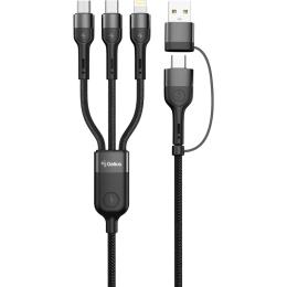 Дата-кабель Gelius Multimate GP-UCN006 4in1 USB-A/Type-C (тато)  -  Type-C/Lightning/MicroUSB (тато), 1.2m Black 60W