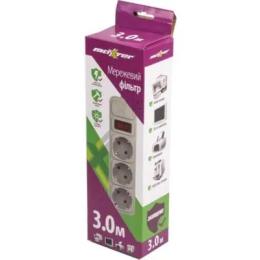 Мережевий фільтр Maxxter SPM3-G-10G White 3 м, 3 розетки