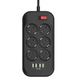 Мережевий фільтр ColorWay CW-CHE64B Black 6 розеток / 4USB