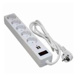 Мережевий фільтр Patron EXT-PN-SP-52-USB-W White 1.8m + 2 USB 2.0, 2.1A