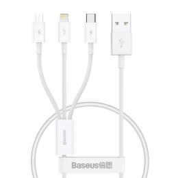 Дата-кабель Baseus Superior Series Fast Charging Data Cable USB (тато) - M + L + C (тато), 3.5A, 0.5m White (P10320105221-01)