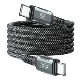 Дата-кабель XO NB-Q267 USB Type-C (тато)  -  USB Type-C (тато), 1m Black 60W Magnetic Braided