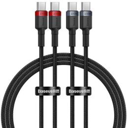 Дата-кабель Baseus P10318306003-01 USB Type-C (тато) - USB Type-C (тато), 2m Gray Red 100W Cafule (2 шт)