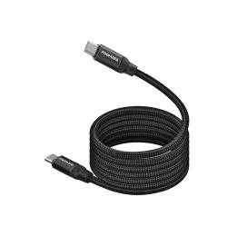 Дата-кабель Promate Springy USB-C (тато)  -  USB-C (тато) 60W Power Delivery 1.2 m Black