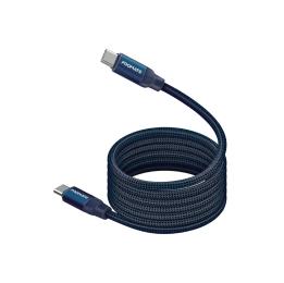 Дата-кабель Promate Springy USB-C (тато)  -  USB-C (тато) 60W Power Delivery 1.2 m Blue