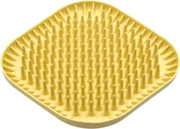 Універсальний посуд для тварин Fiboo Fiboowl Spiky килимок для злизування ласощів та їжі, 19х19 см жовтий (FIB0234)