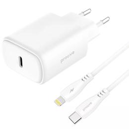Мережевий зарядний пристрій для телефона Proove Silicone Power 2 20W (Type-C) White + Cable Type-C to Lightning