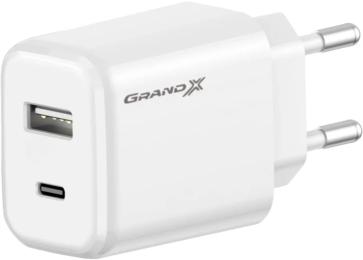 Адаптер живлення для телефона Grand-X CH-890 1USB + 1TypeC 20W