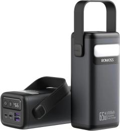 Зовнішній портативний акумулятор Romoss 65W Pro 40000 mAh Black (148 Wh QC 4.0 Power Delivery)