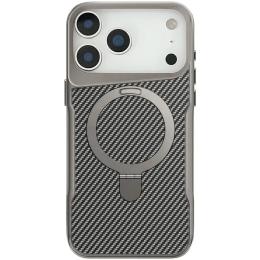 Чохол-накладка EpiK TPU + PC Metal Buttons with MagSafe Carbon Ring для Apple iPhone 17 Pro Max (6.9) Gray
