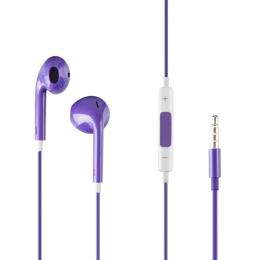 Навушники вкладиші провідні HF iPhone 5 Purple з регулятором гучності