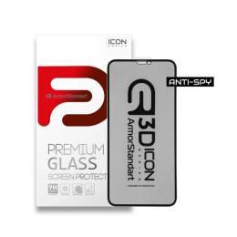 Захисне скло Apple iPhone 12 Pro Max 3D Anti-spy прозоре (чорне) Icon ArmorStandart