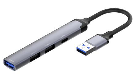 USB-хаб ColorWay USB-A 4-в-1 USB2.0х3/USB3.0 Dark Gray CW-HUB05