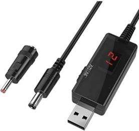 Кабель живлення для роутера ArmorStandart USB (тато) boost converter DC (тато) 5V to 9V 12V Black + 3.5x1.35 mm connecter (ARM65519)