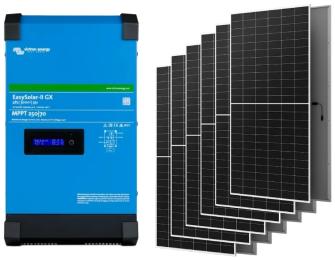 Система автономного живлення однофазна Victron Energy EasySolar-II GX 48/3000/35-32 + AIKO G645-MCH72Dw 2.4 кВт