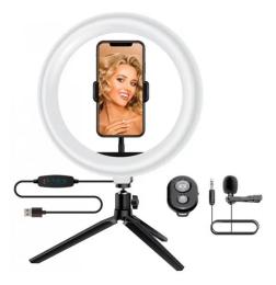 Набір блогера Acclab AL-LR101MB Black 4в1 Ring of Light (Тримач з LED-лампою, мікрофон, Bluetooth)