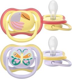 Пустушка Philips Avent Ultra Air, 0-6 міс., 2 шт, дизайн для дівчат.