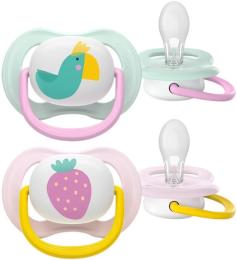 Пустушка Philips Avent Ultra Air, 0-6 міс., 2шт, дизайн для дівчат.