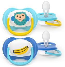 Пустушка Philips Avent Ultra Air, 6-18 міс., 2шт, дизайн для хлопчиків.