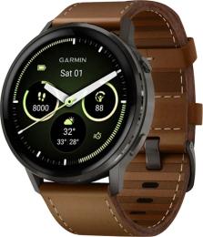 Смарт-годинник Garmin Venu 4 45 mm Slate with Black Silicone Band and Brown Leather Band (010-03014-03)