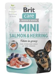 Корм вологий Brit Care Mini Salmon and Herring для дорослих собак мініатюрних порід філе з лососем та оселедцем в соусі 85 г