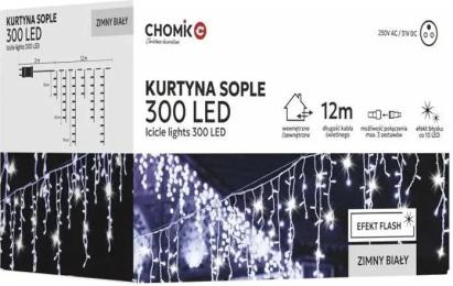 Гірлянда Chomik Бахрома 300 LED 12 м, IP44 Cold White (5900779879850)