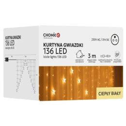Гірлянда Chomik Штора зірки 136 LED 3 м Warm White (5900779880030)