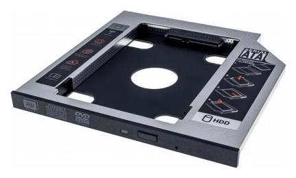 Кишеня-адаптер для диска Grand-X HDC-24C Black HDD 2.5 в відділ приводу ноутбука SATA/SATA3 Slim 9,5mm