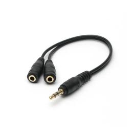 Аудіо-кабель PowerPlant mini-jack 3.5(тато)2хmini-jack 3.5(мама), 0,2m Black