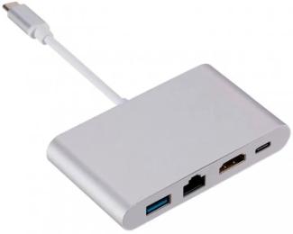 USB-хаб Dynamode Multiport USB 3.1 Type-C to HDMI-RJ45 Silver